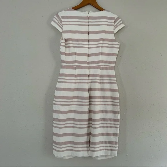 J. Crew Cream Pink Striped Cap Sleeve Mini Dress Formal Size 8 - Picture 3 of 9